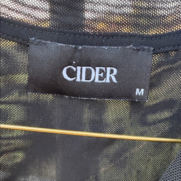 Cider Black Mesh Sheer crop top with Embroidered flower and butterfly design - Picture 3 of 3